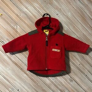 Roots Red Fleece Jacket with Beaver Logo